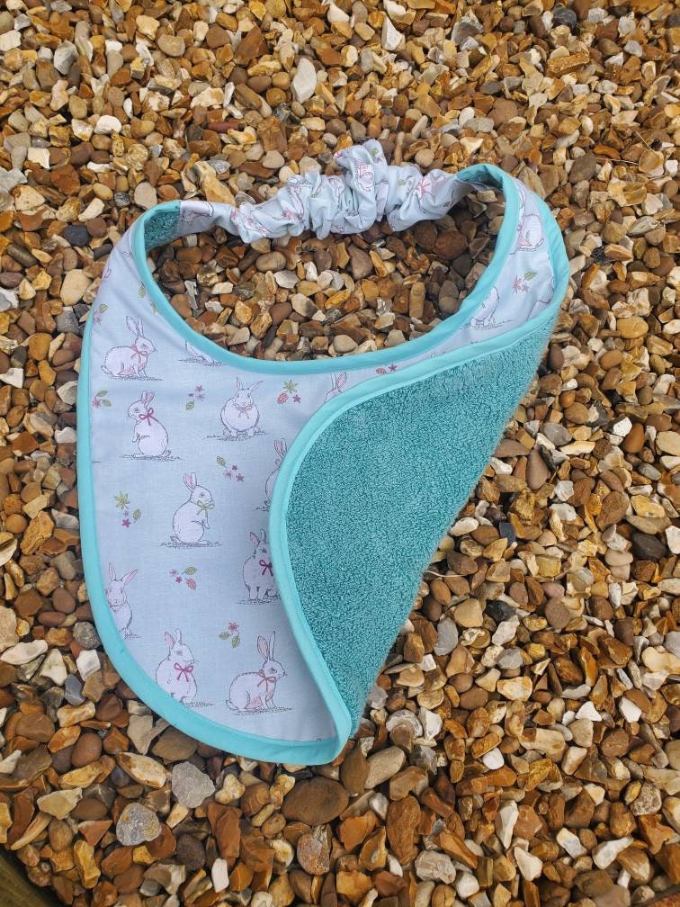Large Breed Dog Bib: Absorbent Terry Towel, Bunny Design