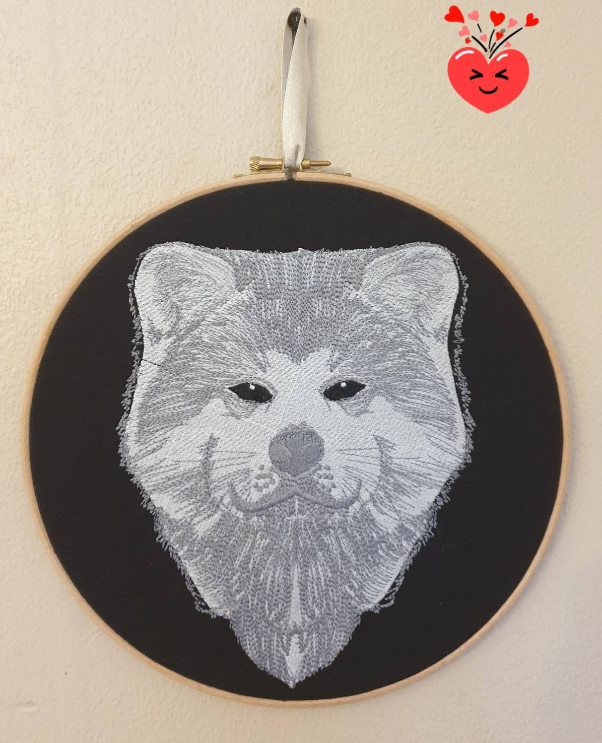 Akita Inu Embroidery Hoop Art: Japanese Dog Breed Decor