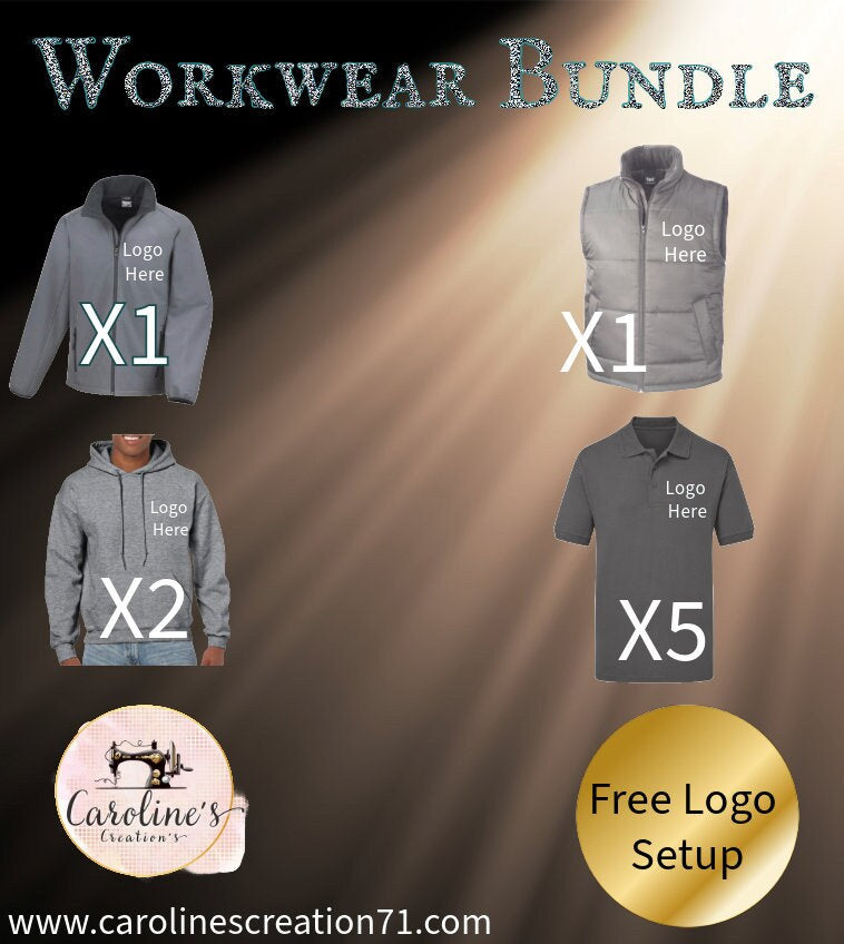 Embroidered Workwear Pack: Custom Company Logo, Polo, Hoodie, Fleece, Jacket