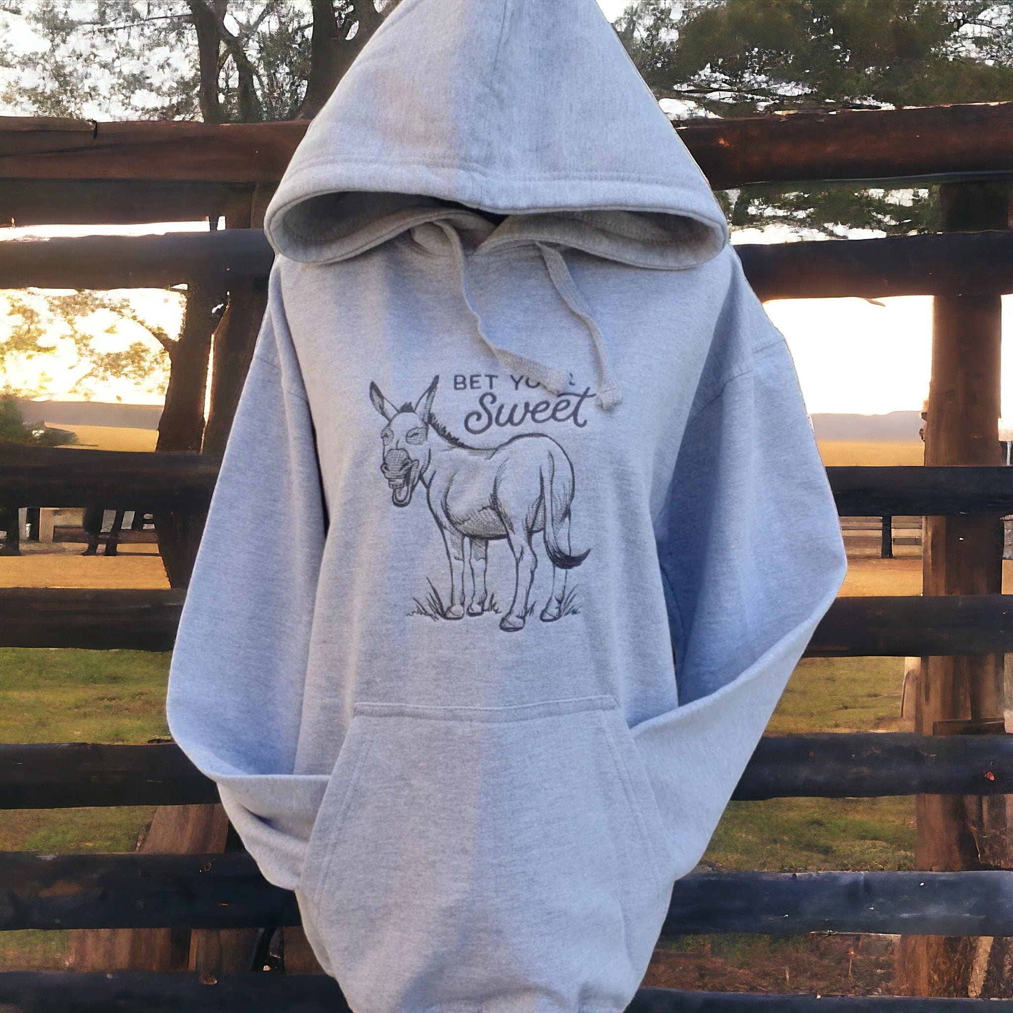 Embroidered Donkey Hoodie: Funny Saying, Unisex Adult Fit