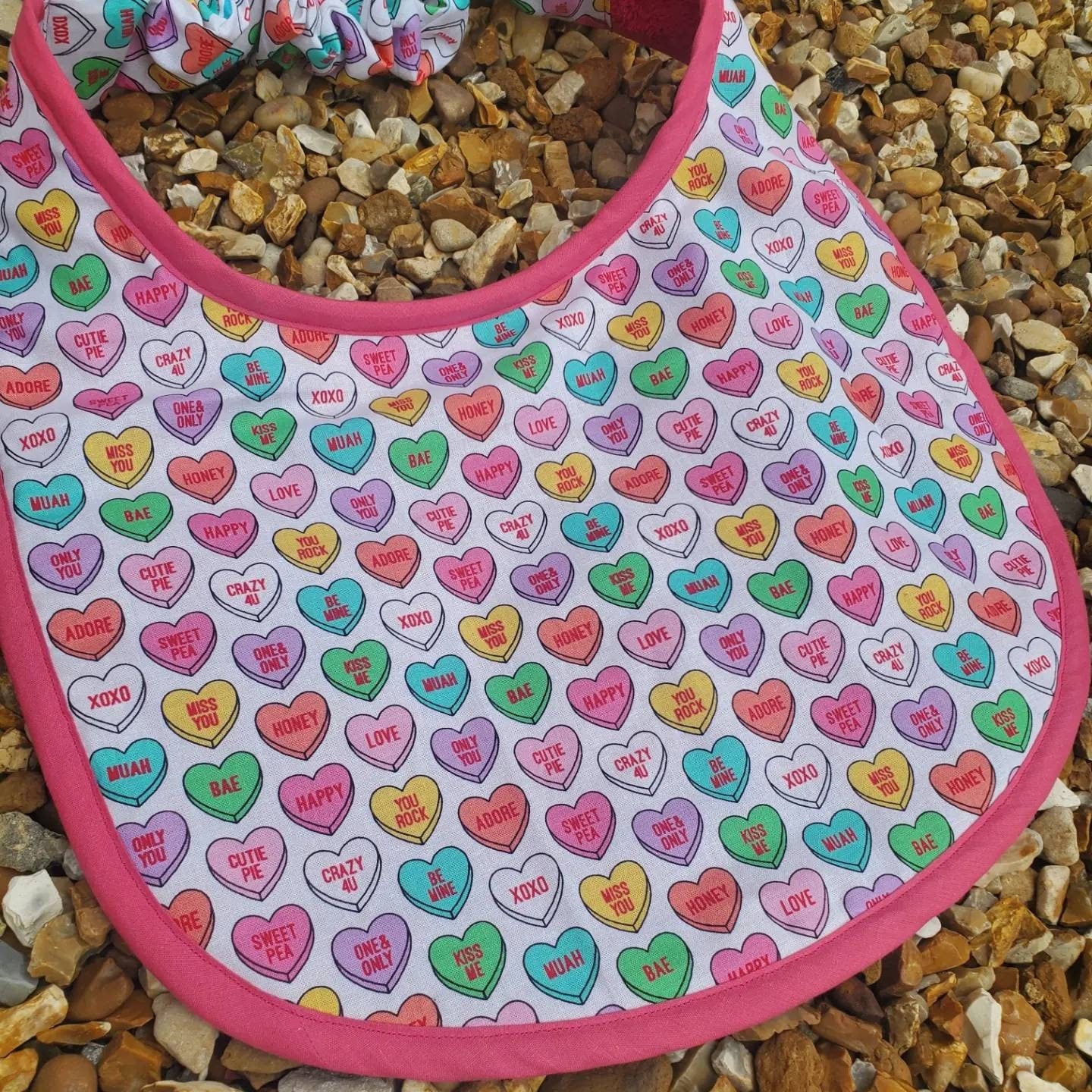 Large Breed Dog Bib: Absorbent Terry Towel, Hearts Design