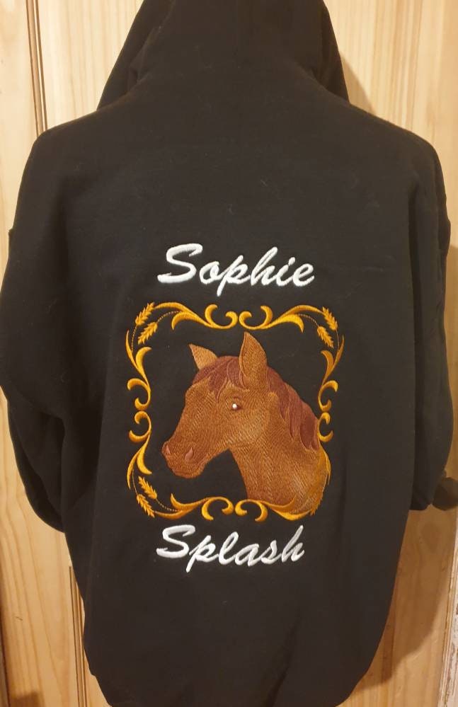 Personalized Embroidered Horse Head Hoodie: Equestrian Gift