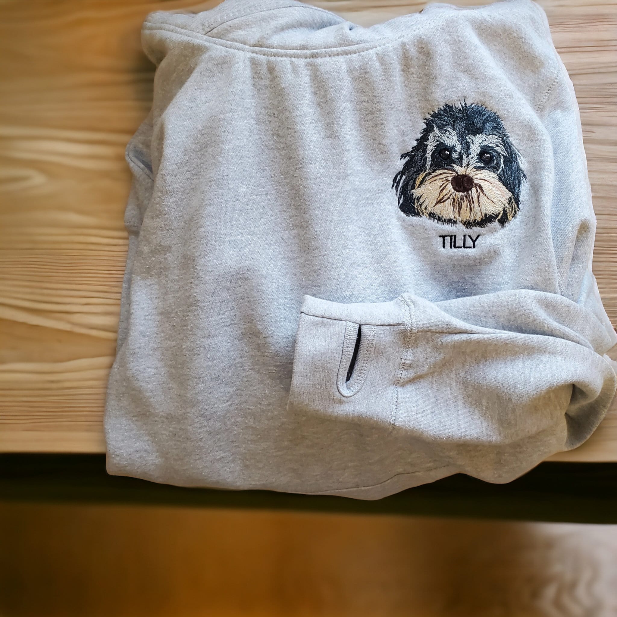 Personalized Embroidered Pet Portrait Hoodie: Custom Pet Embroidery