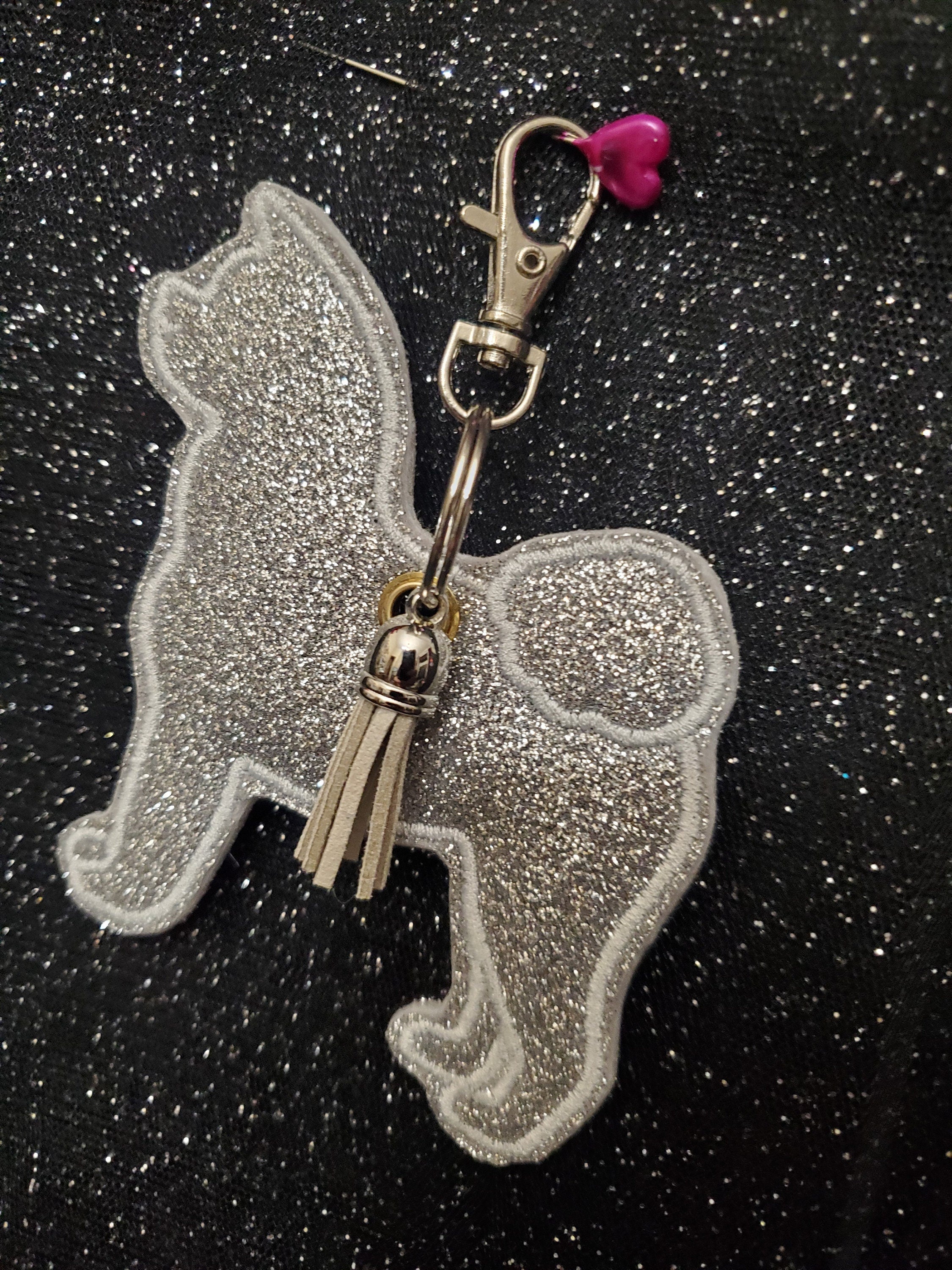Glitter Akita Bag Charm: Handmade Vinyl Dog Keyring