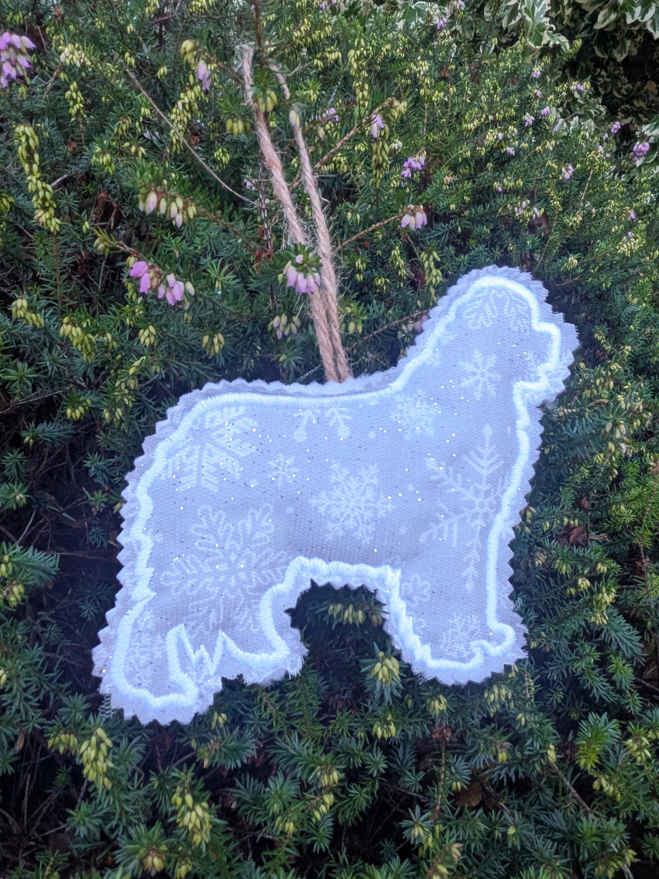 Newfoundland Christmas Tree Ornament: Glitter Fabric Dog Decoration