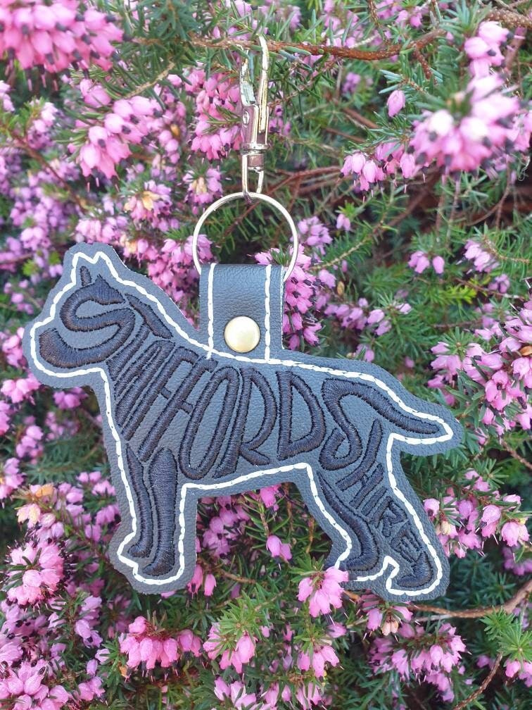 Embroidered Staffordshire Bull Terrier Keyring: Staffie Dog Lover Gift