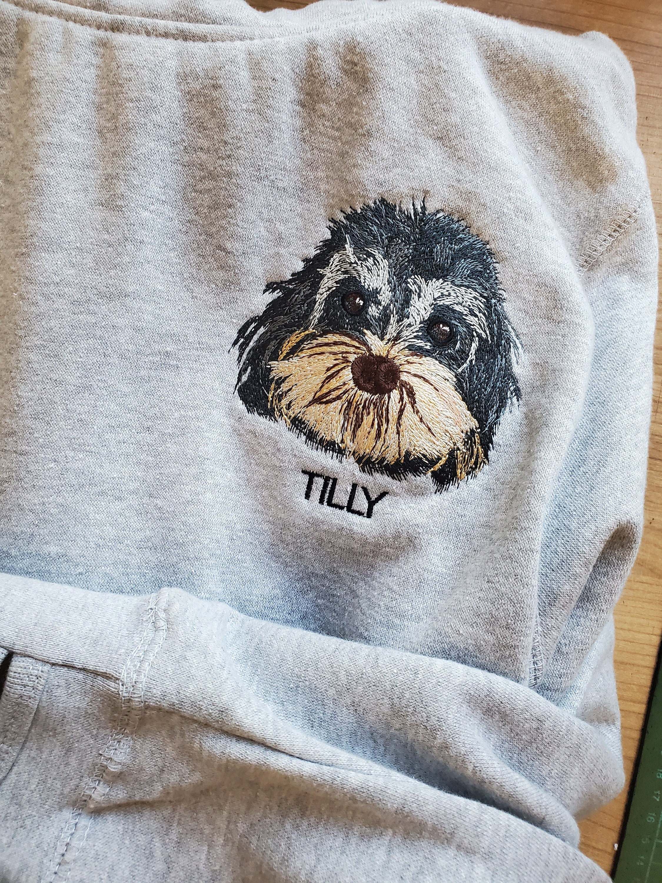 Personalized Embroidered Pet Portrait Hoodie: Custom Pet Embroidery