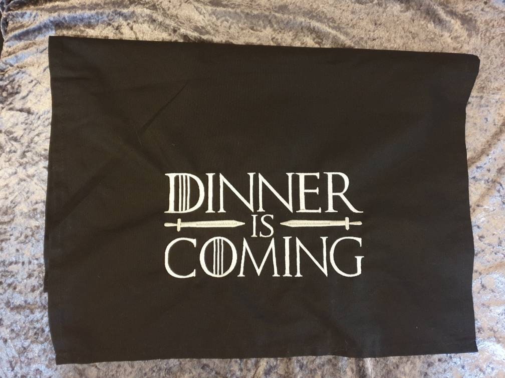 Embroidered Tea towel, dish cloth ,tea towel gift present,  cotton tea towel , housewarming gift, game of thrones tea towel ,
