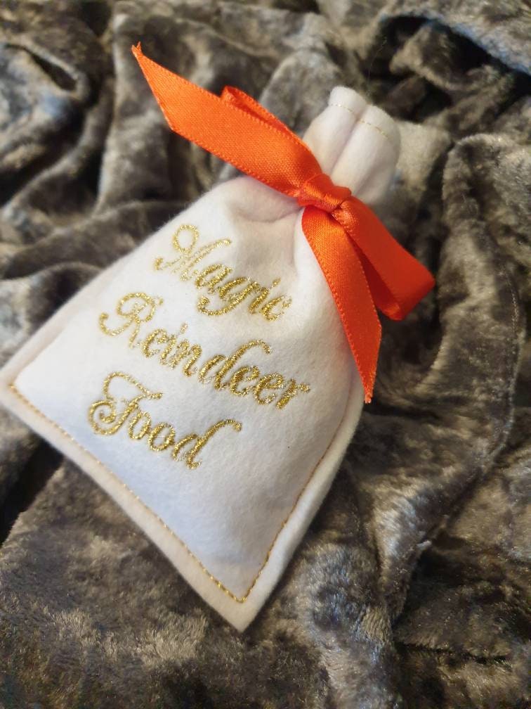 Embroidered Magic Reindeer Food Sack: Christmas Eve Gift