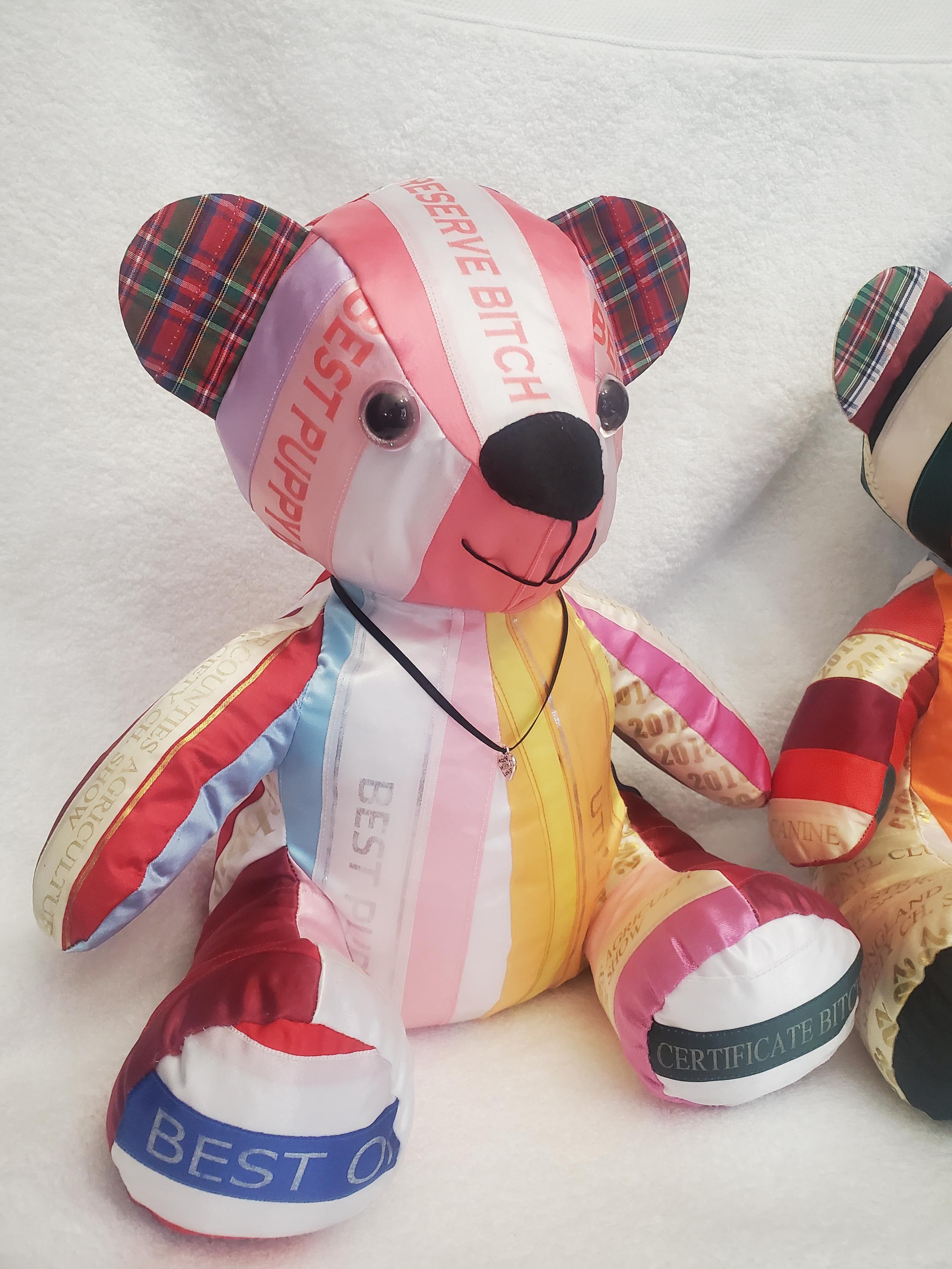 Rosette Ribbon Memory Bear: Bereavement Keepsake, Pet Loss Gift