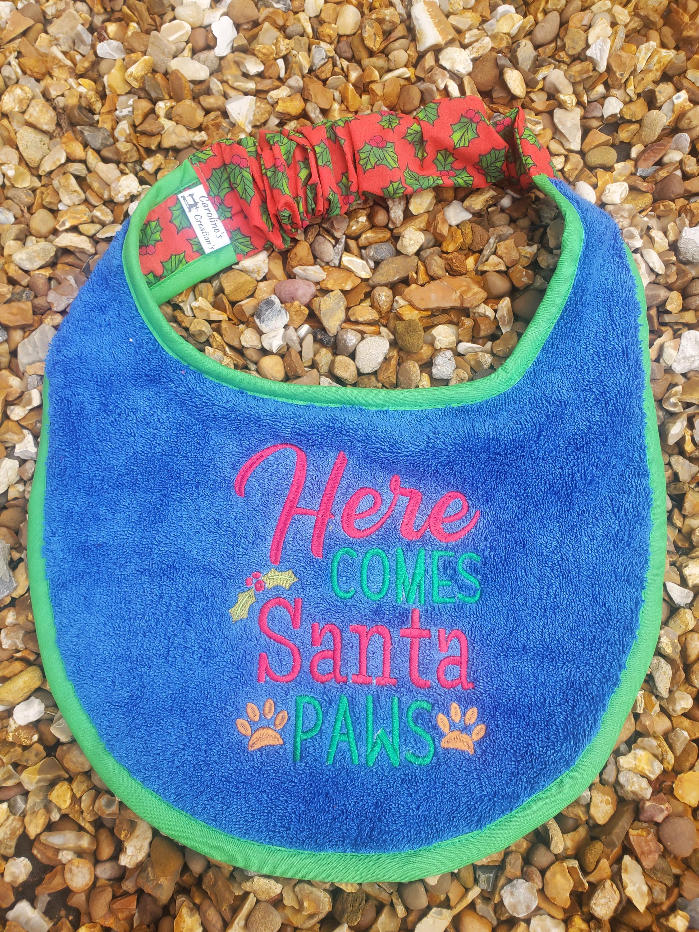 Christmas Dog Bib: Large Breed Terry Towel Slobber Bib