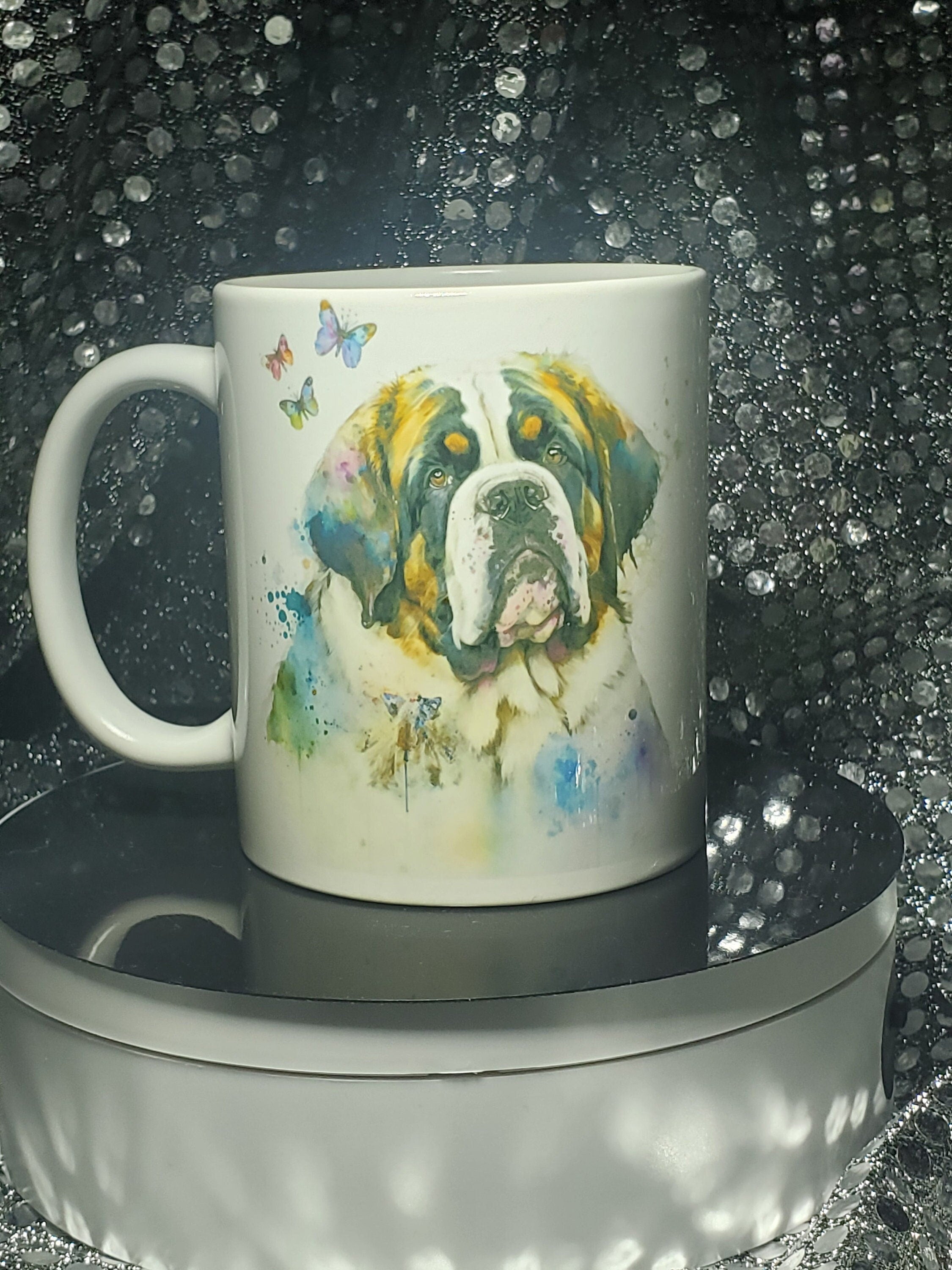 Personalized St Bernard Dog Mug: Watercolor Pet Portrait
