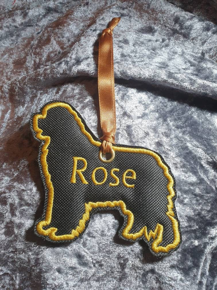 Personalized Newfoundland Christmas Ornament: Embroidered Dog Silhouette