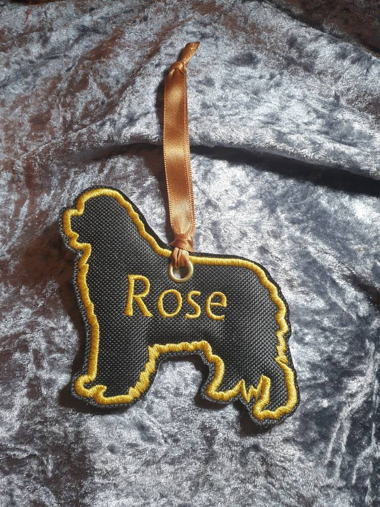 Personalized Newfoundland Christmas Ornament: Embroidered Dog Silhouette
