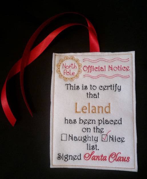 Personalised embroidered Christmas Santa Naughty Nice List