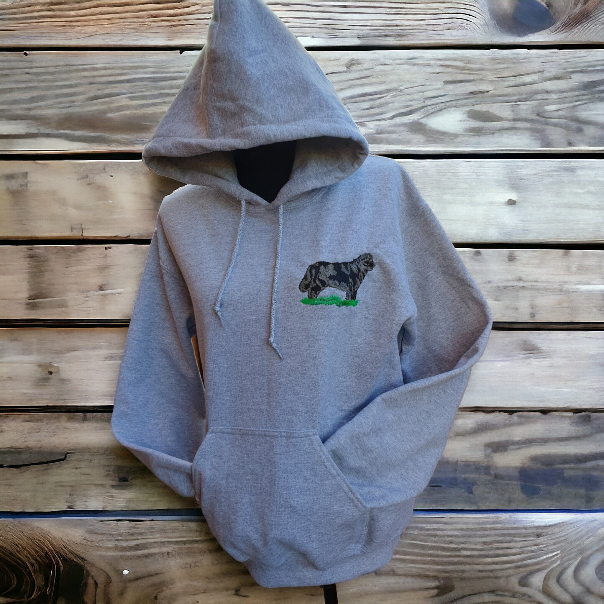 Embroidered Newfoundland Dog Hoodie: Unisex Adult Sweatshirt