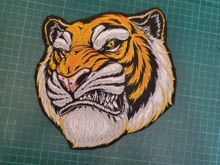 Large Tiger Head Patch: Embroidered Iron On Applique