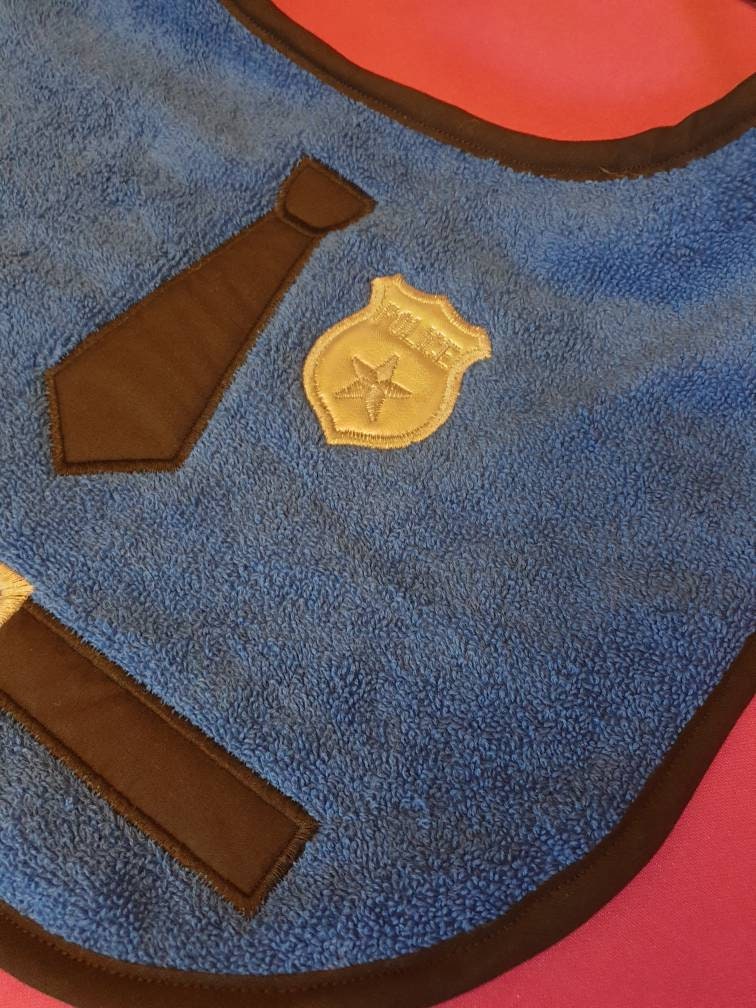 Large Breed Dog Bib: Absorbent Terry Towel, Police Dog Design