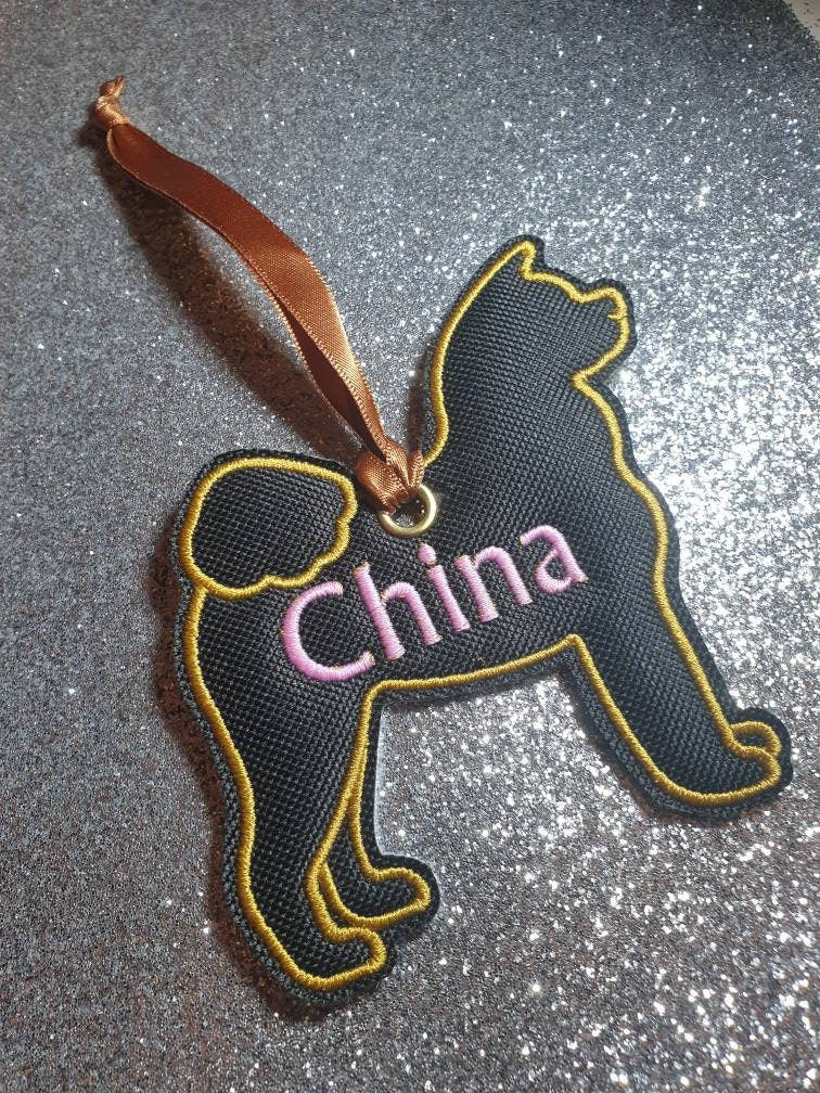 Personalized Akita Dog Ornament: Embroidered Canvas Silhouette