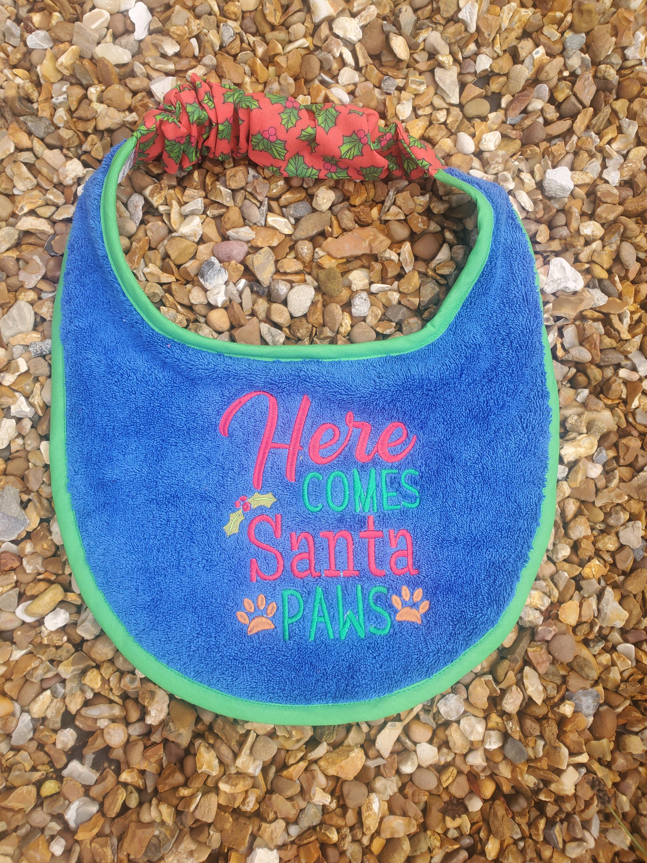 Christmas Dog Bib: Large Breed Terry Towel Slobber Bib