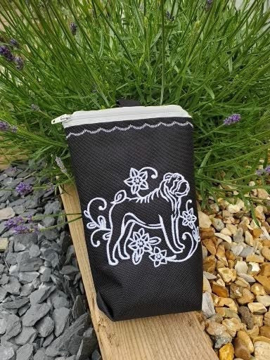 Embroidered Shar Pei Dog Treat Bag: Clip-On Show Bait Pouch