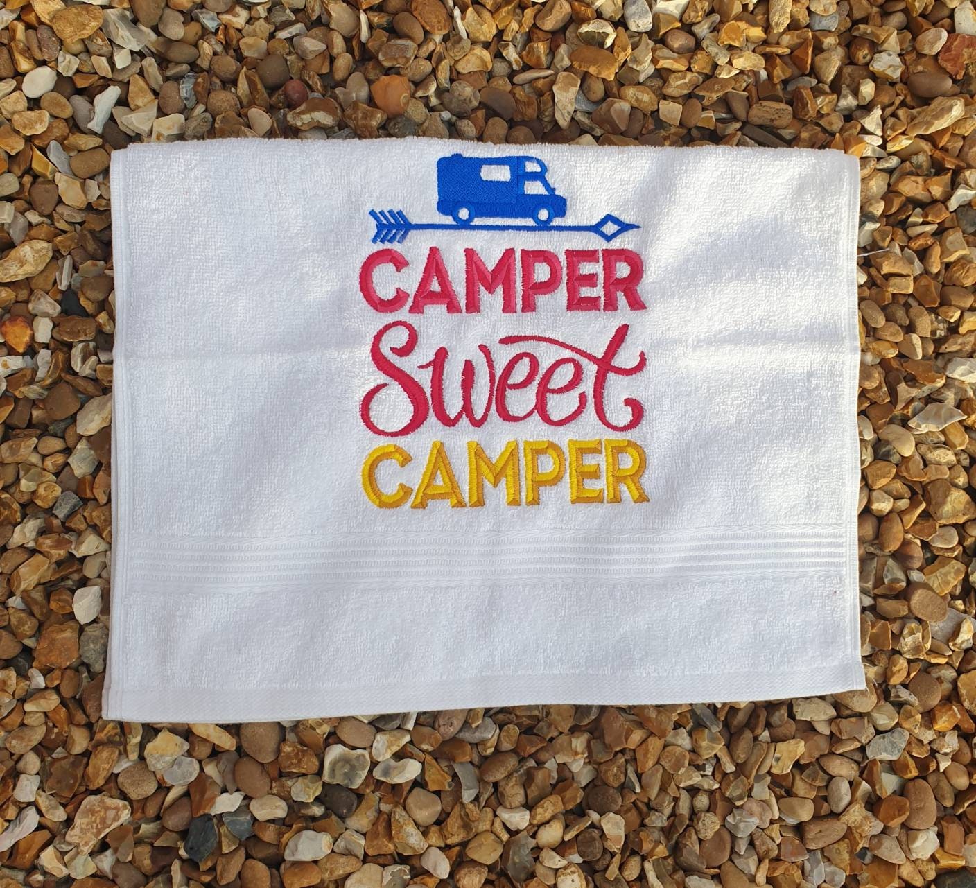 Embroidered Camper Van Hand Towel: Camping Kitchen Decor