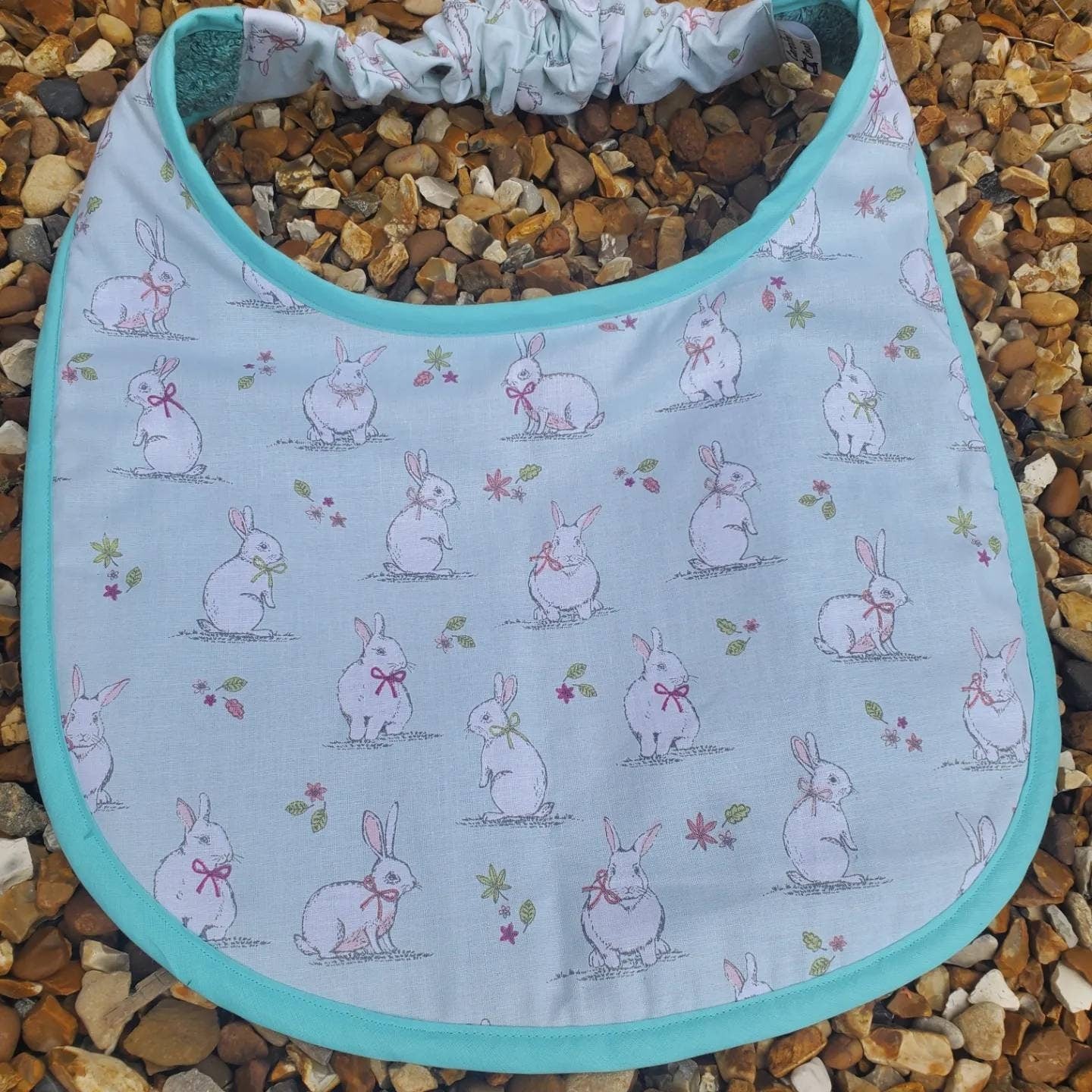 Large Breed Dog Bib: Absorbent Terry Towel, Bunny Design
