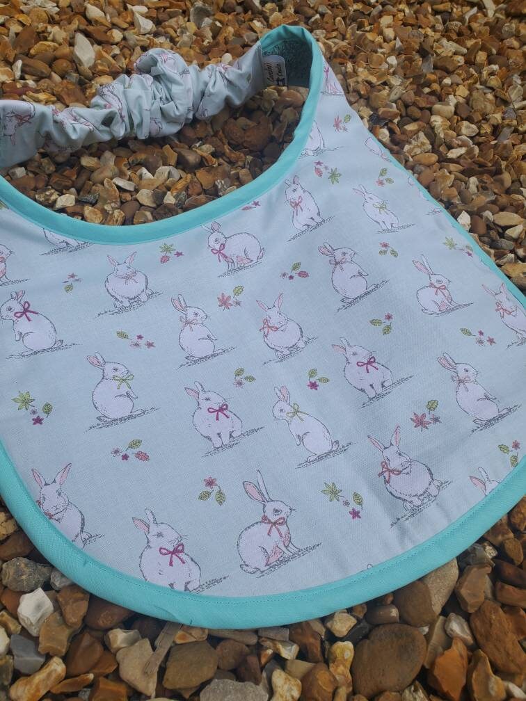 Large Breed Dog Bib: Absorbent Terry Towel, Bunny Design