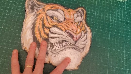 Large Tiger Head Patch: Embroidered Iron On Applique