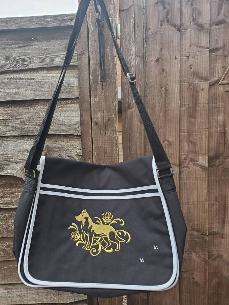 German Shepherd Embroidered Canvas Messenger Bag – Dog Lover Gift