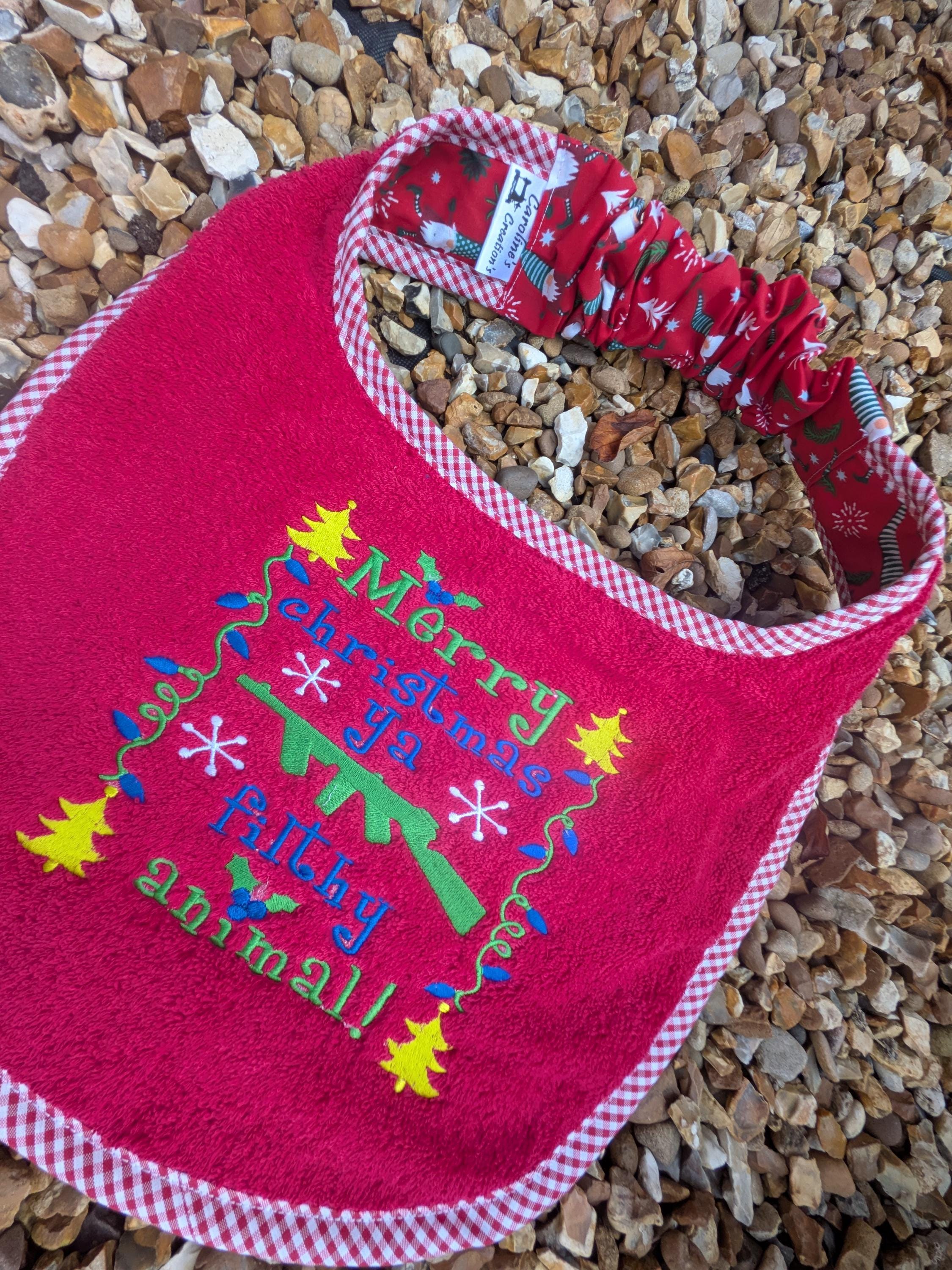 Dog bib ,Christmas Dog Bib ,Large breed dog bib ,dog slobber drool bib , Newfoundland  dog , large breed bib ,