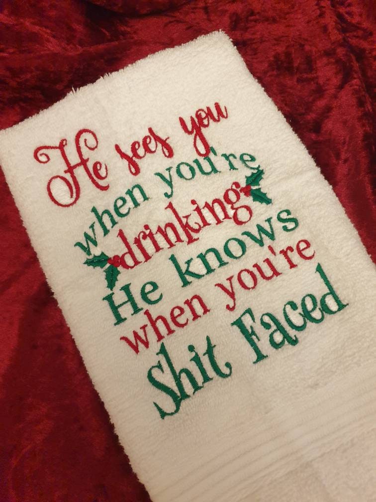 Funny Embroidered Kitchen Hand Towel: Christmas Decor (40x60cm)