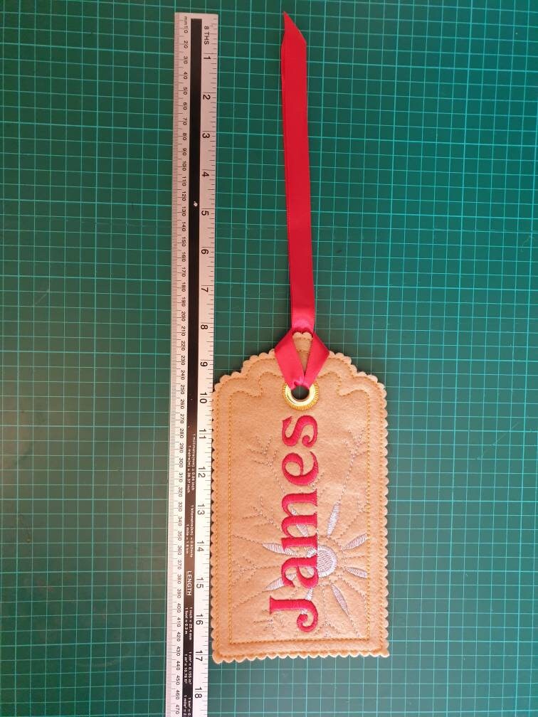 Large Embroidered Christmas tag,  Christmas Gift tag , Gift Tag , Christmas gift tag, Personalised Gift Tag ,Large Gift Tag