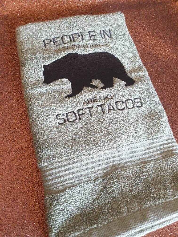 Embroidered Bear Camping Towel: Novelty Gift