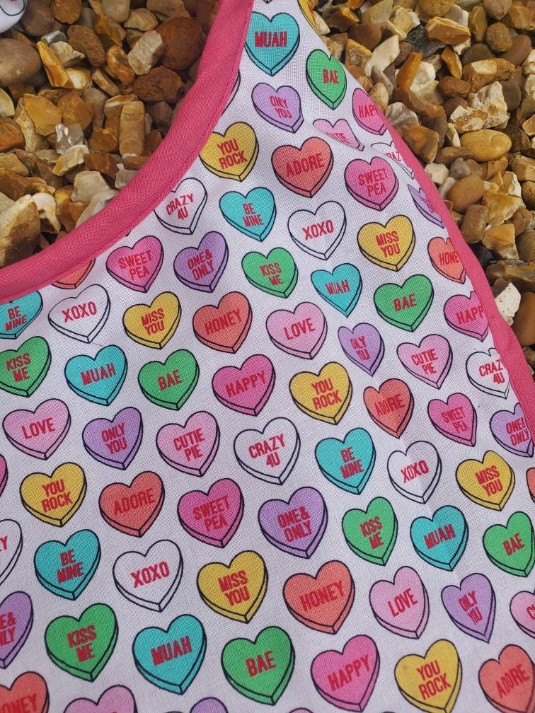 Large Breed Dog Bib: Absorbent Terry Towel, Hearts Design