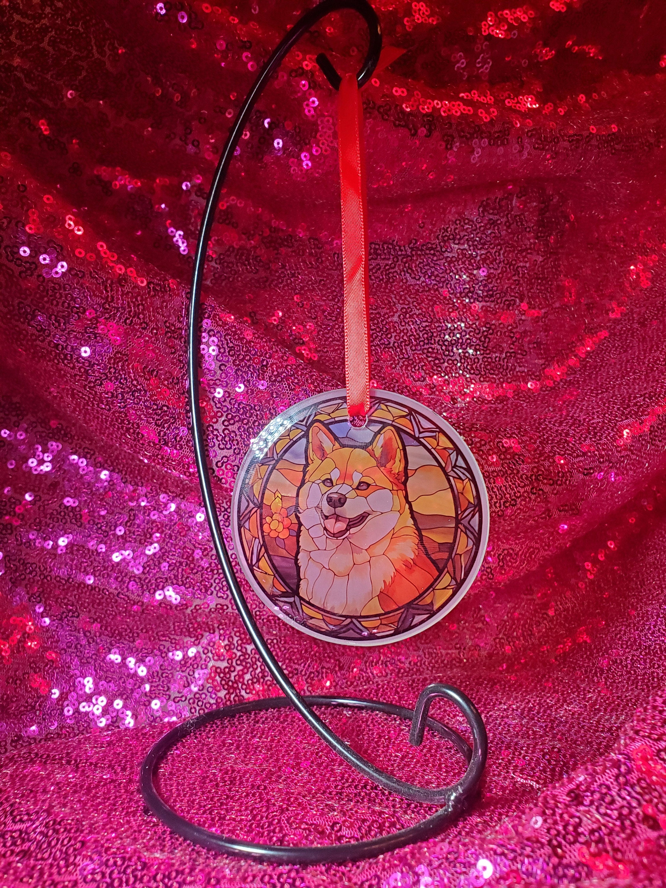 Shiba Inu Christmas Ornament: Printed Stained Glass Suncatcher