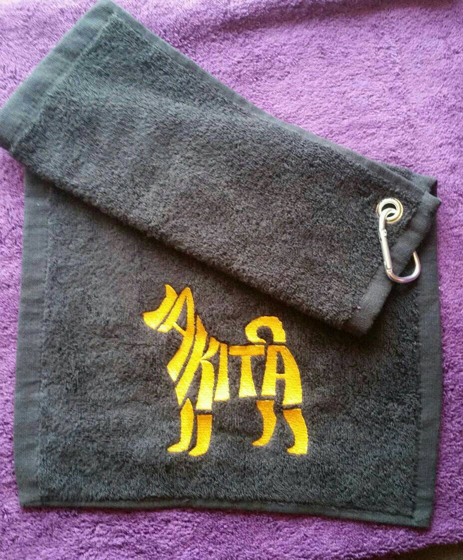 Personalized Akita Golf Towel: Custom Pet Name Gift