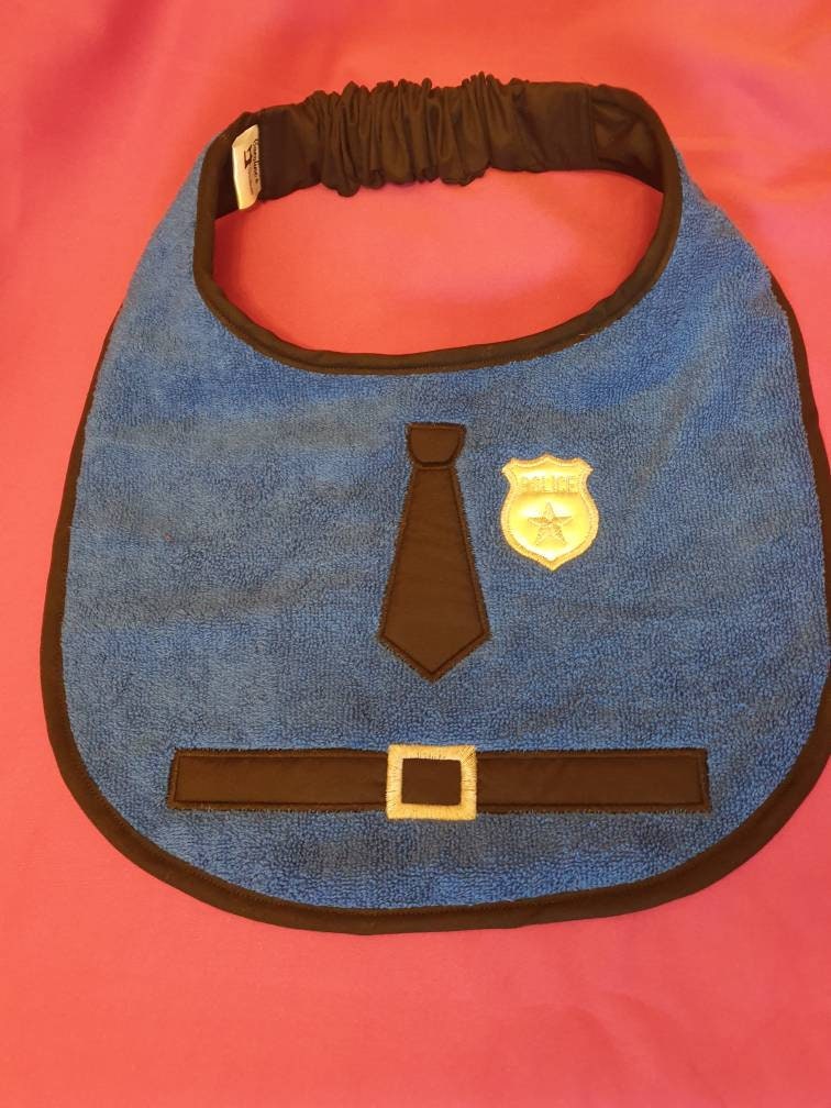 Large Breed Dog Bib: Absorbent Terry Towel, Police Dog Design