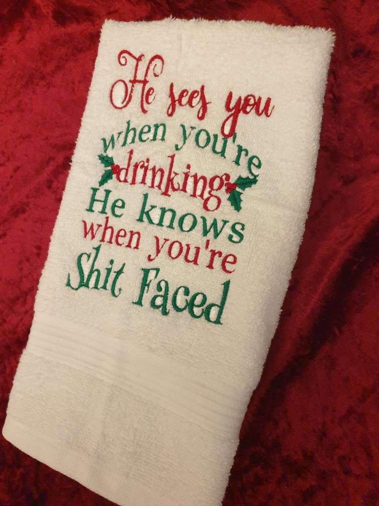 Funny Embroidered Kitchen Hand Towel: Christmas Decor (40x60cm)