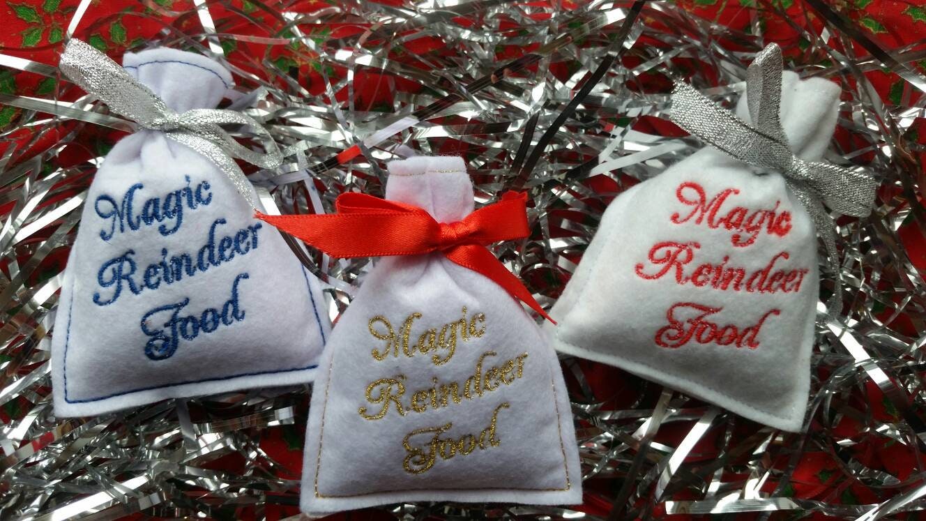 Embroidered Magic Reindeer Food Sack: Christmas Eve Gift