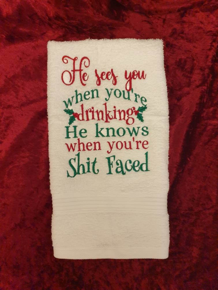 Funny Embroidered Kitchen Hand Towel: Christmas Decor (40x60cm)
