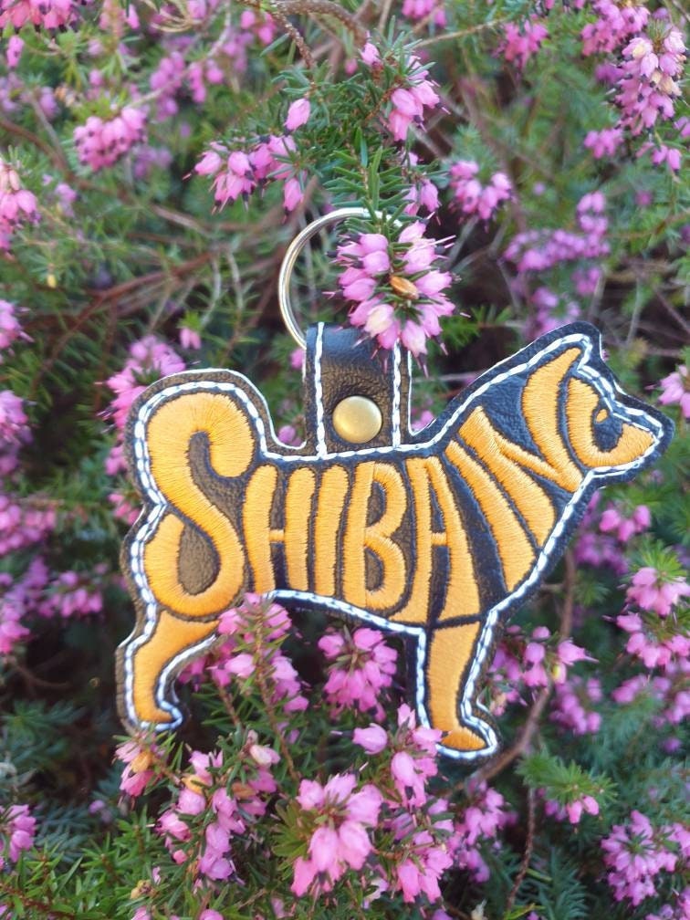 Embroidered Shiba Inu Keyring: Vinyl Key Fob, Dog Lover Gift