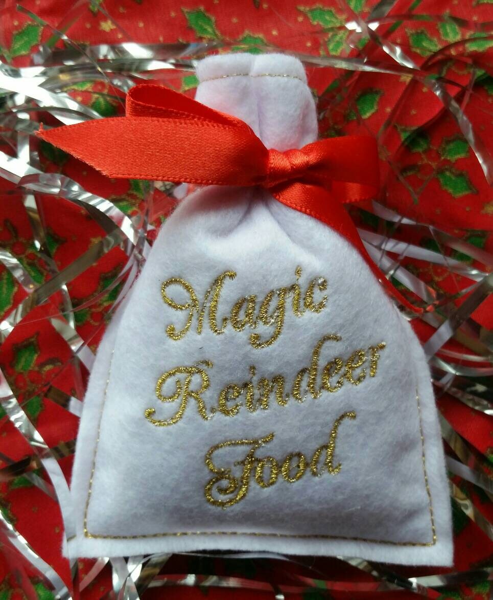 Embroidered Magic Reindeer Food Sack: Christmas Eve Gift