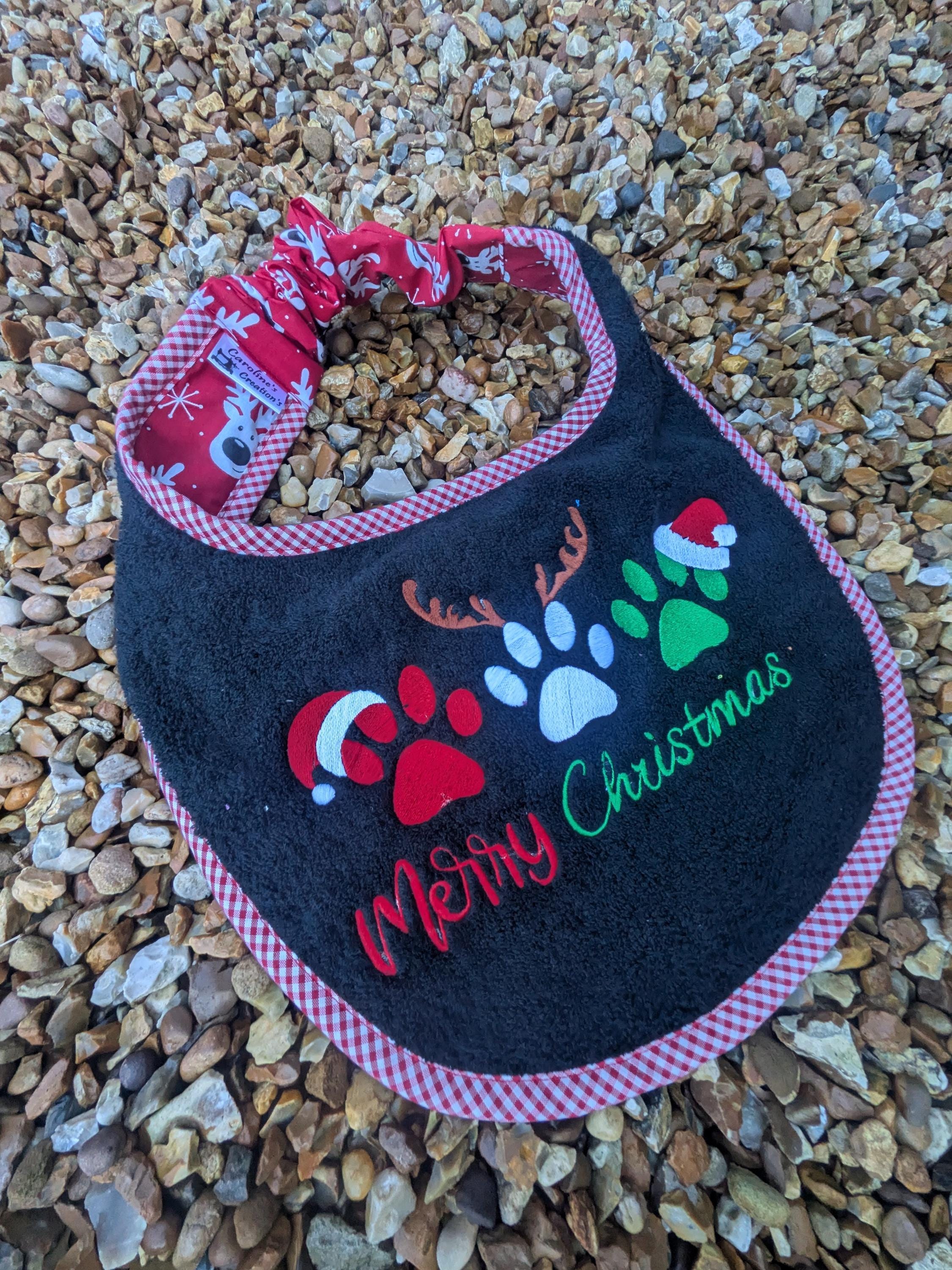 Christmas Dog Bib: Large Breed Terry Towel Drool Bib