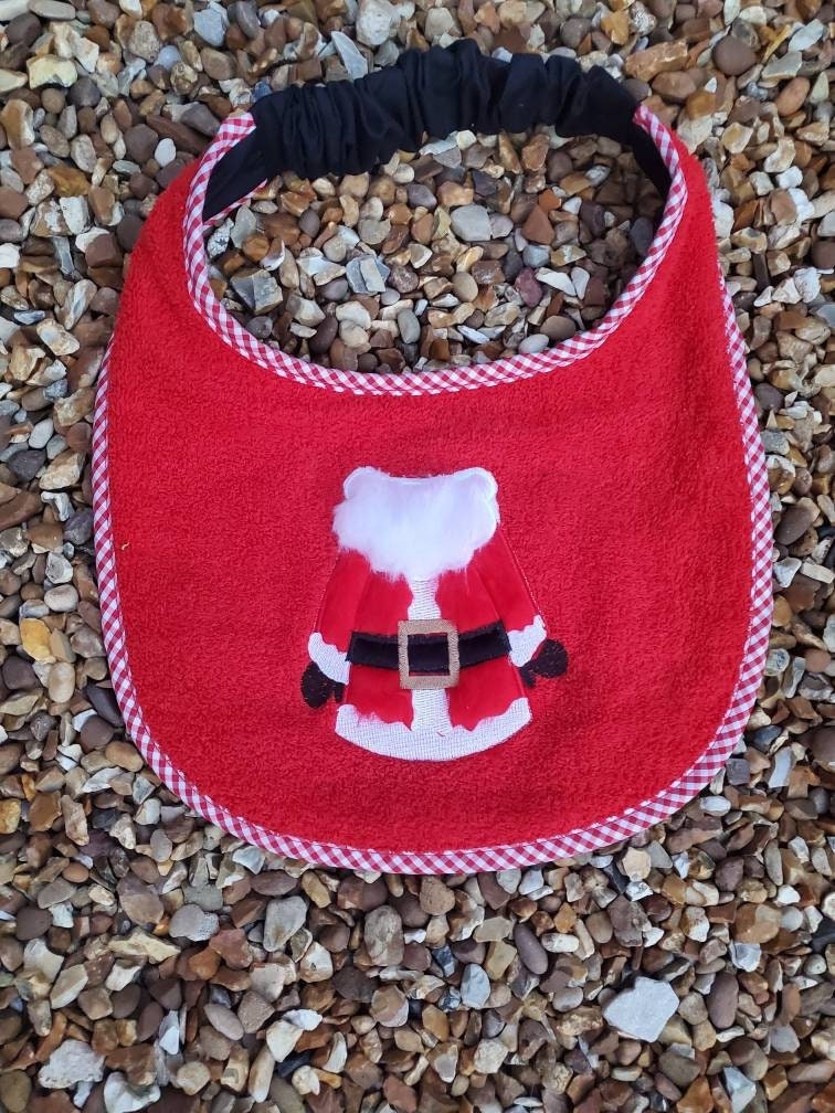 Santa Dog Bib: Large Breed Terry Towel Christmas Bib