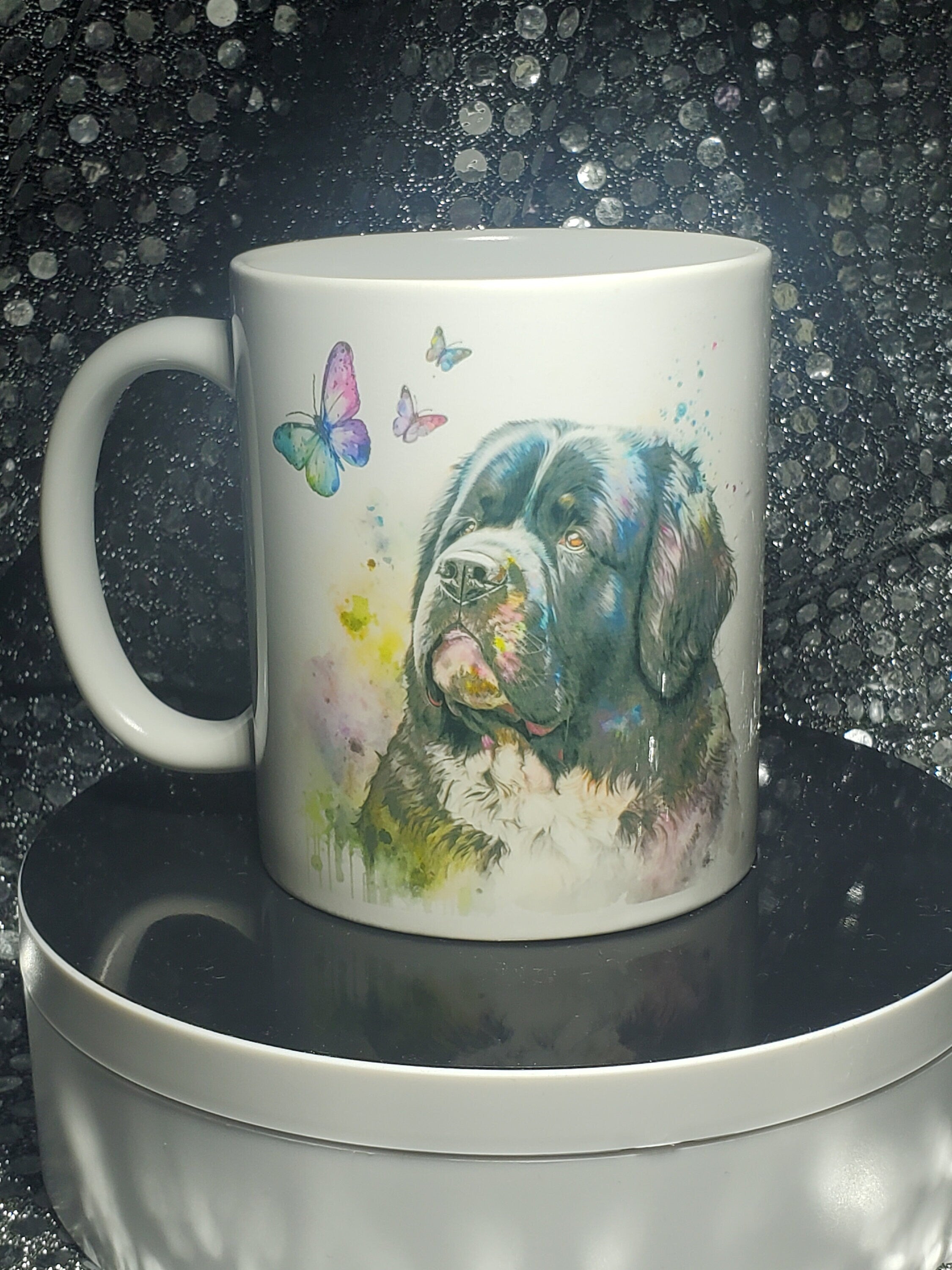 Personalized Newfoundland Dog Mug: Watercolor Pet Portrait