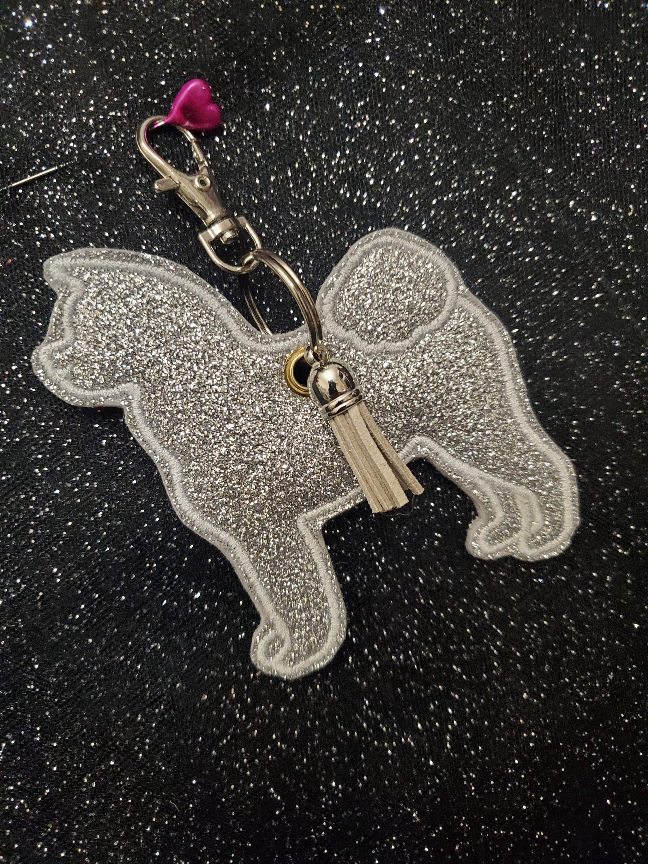 Glitter Akita Bag Charm: Handmade Vinyl Dog Keyring
