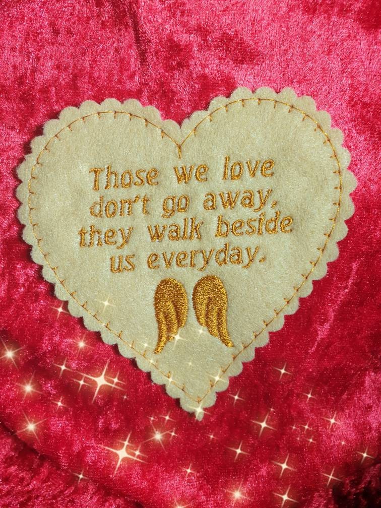 Embroidered Memory Cushion Patch: Custom Felt Heart