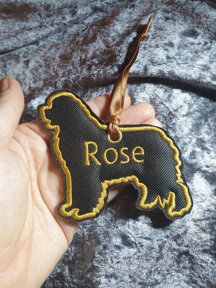 Personalized Newfoundland Christmas Ornament: Embroidered Dog Silhouette