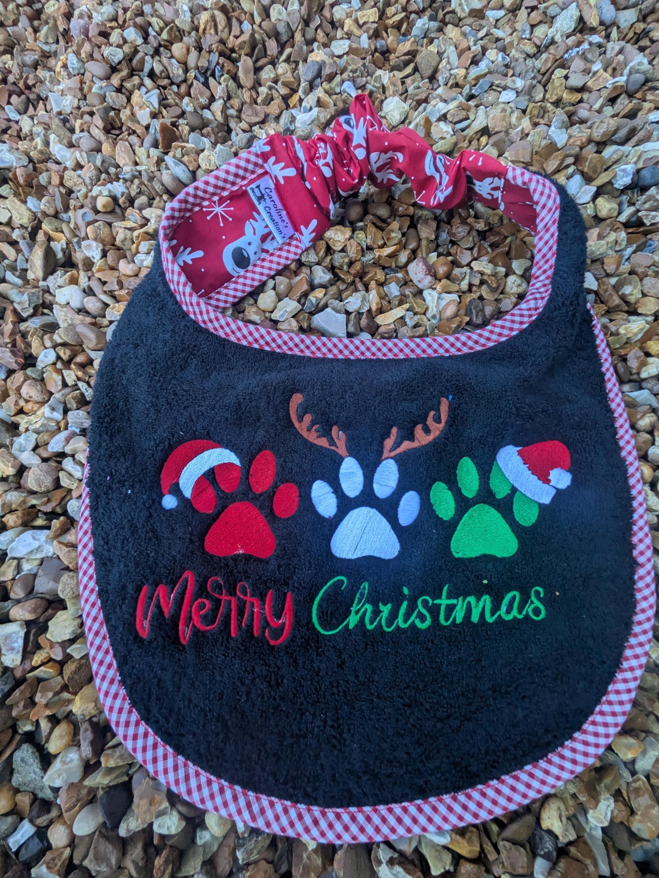 Christmas Dog Bib: Large Breed Terry Towel Drool Bib